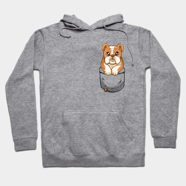 Pocket Cute English Bulldog Puppy Hoodie by TechraPockets